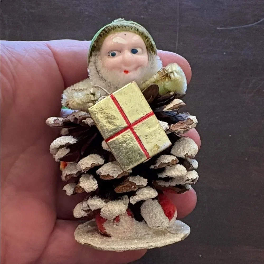 Vintage Pinecone Elf Japan Putz Ornaments